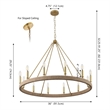 Safavieh Enya Rattan and Iron Chandelier  in Natural / Gold