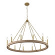 Safavieh Enya Rattan and Iron Chandelier  in Natural / Gold