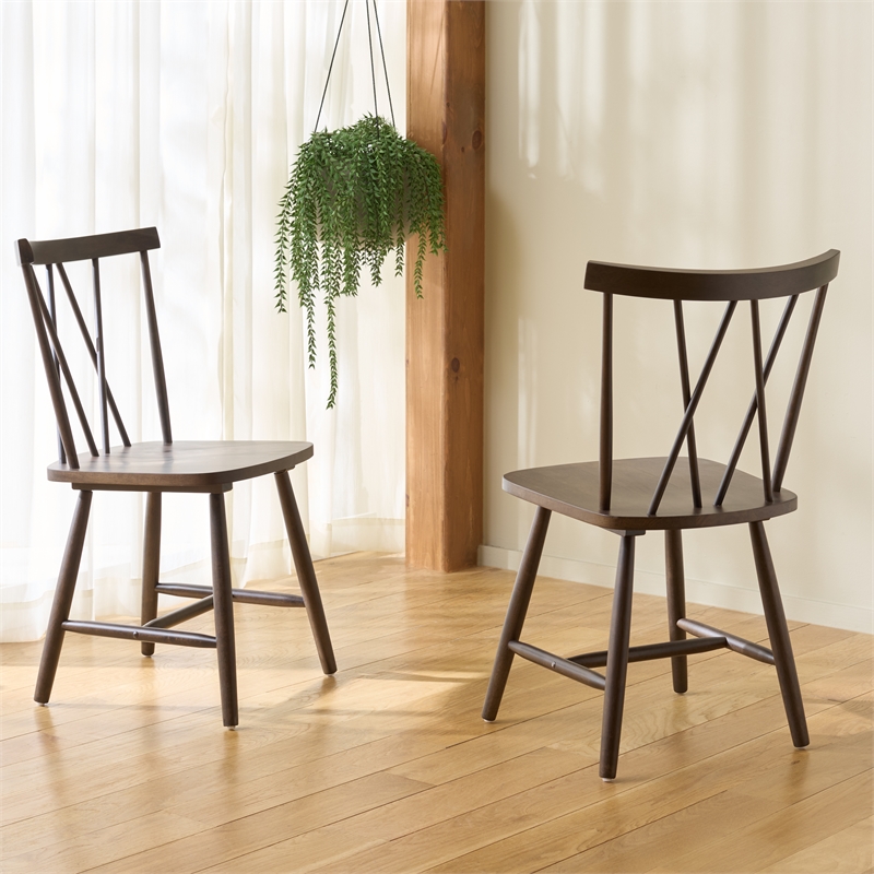 Safavieh Tayten Wood Spindle Back Dining Chair in Walnut