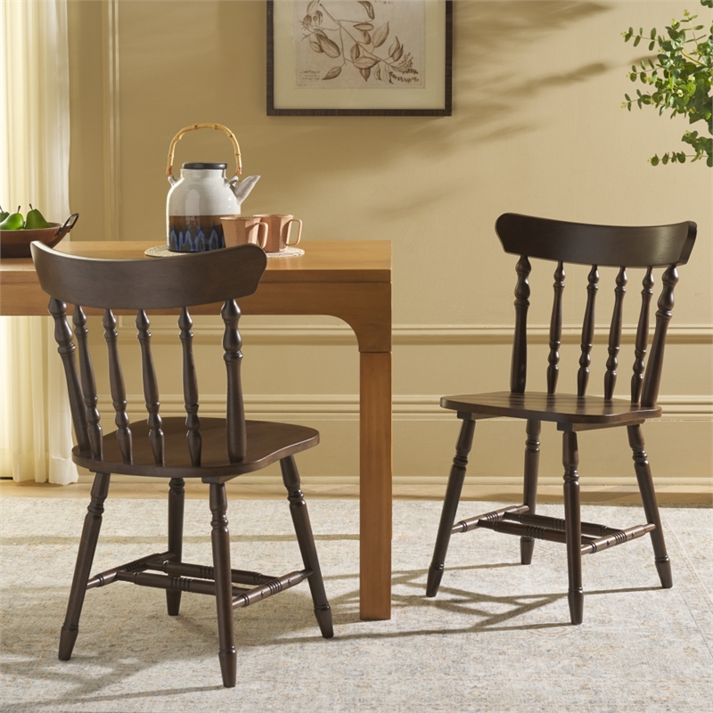 Safavieh Coralyn Wood Dining Chairs in Dark Walnut