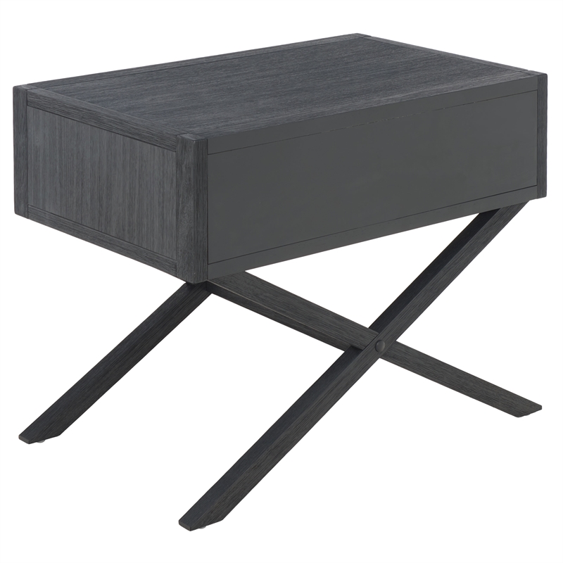 Safavieh Large Sadie 1 Drawer Metal and Wood Nightstand  in Navy
