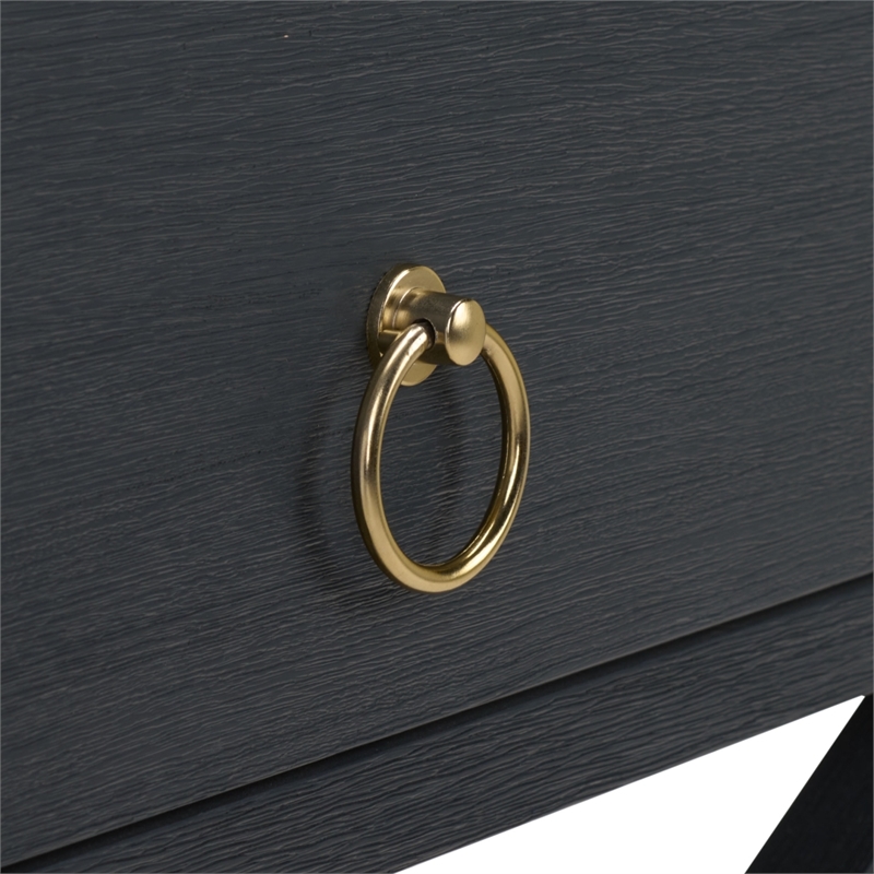 Safavieh Large Sadie 1 Drawer Metal and Wood Nightstand  in Navy