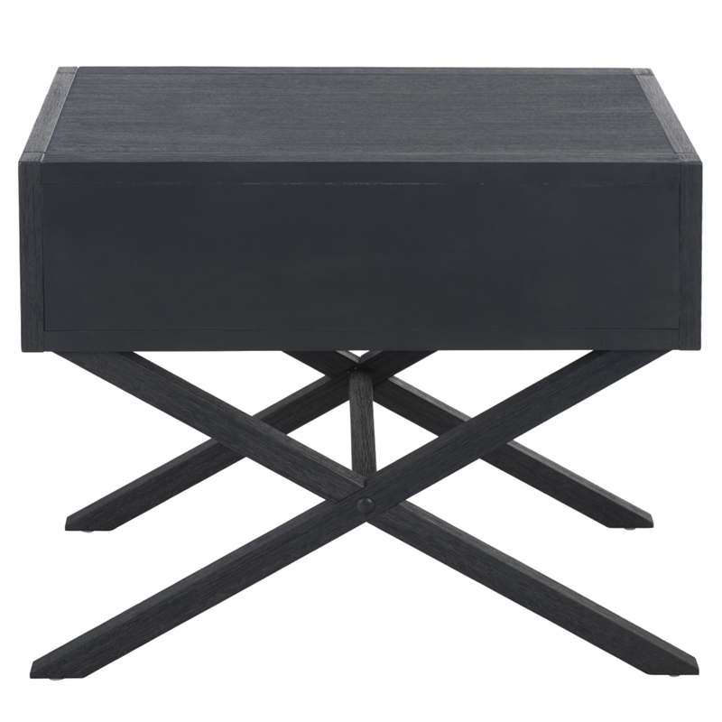 Safavieh Large Sadie 1 Drawer Metal and Wood Nightstand  in Navy