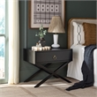 Safavieh Large Sadie 1 Drawer Metal and Wood Nightstand  in Black