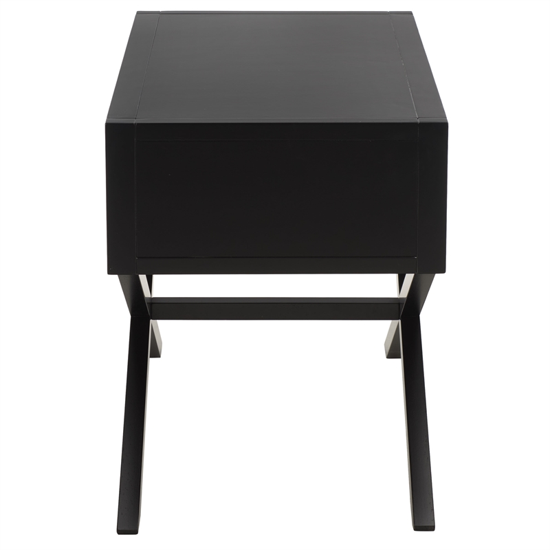 Safavieh Large Sadie 1 Drawer Metal and Wood Nightstand  in Black