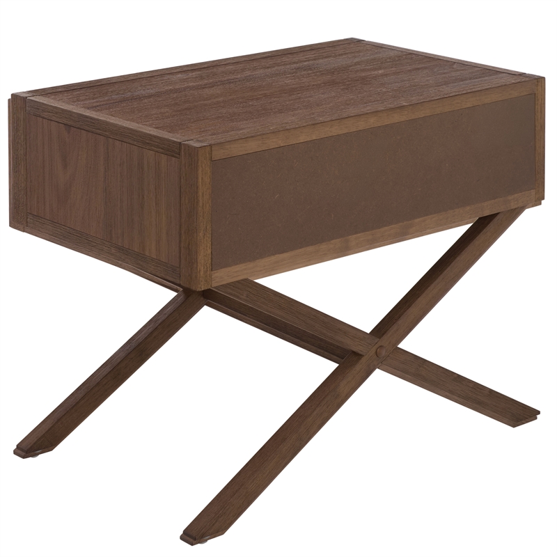 Safavieh Large Sadie 1 Drawer Metal and Wood Nightstand  in Chocolate