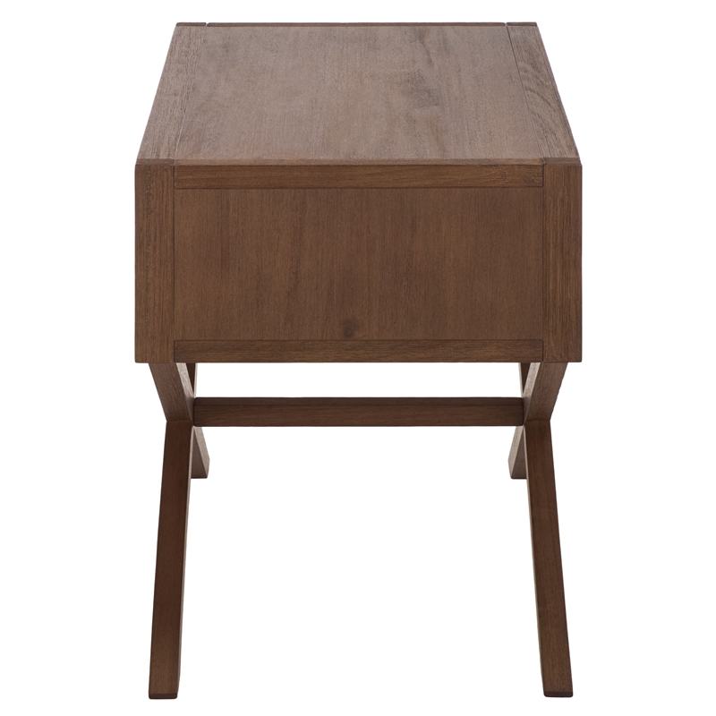 Safavieh Large Sadie 1 Drawer Metal and Wood Nightstand  in Chocolate
