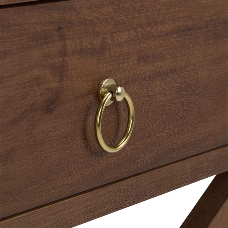 Safavieh Large Sadie 1 Drawer Metal and Wood Nightstand  in Chocolate