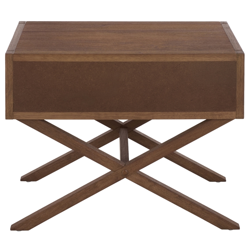 Safavieh Large Sadie 1 Drawer Metal and Wood Nightstand  in Chocolate
