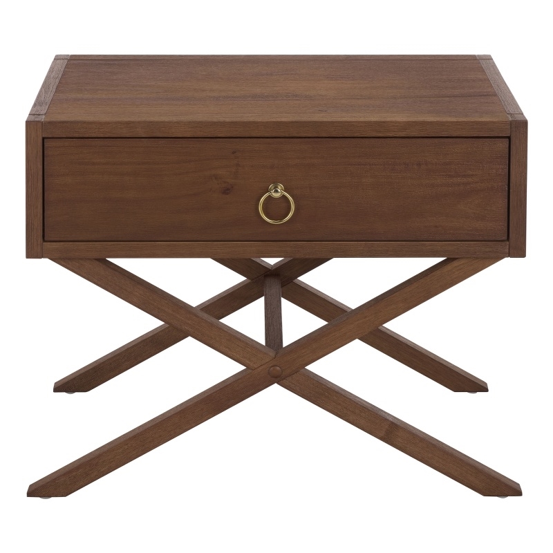 Safavieh Large Sadie 1 Drawer Metal and Wood Nightstand  in Chocolate