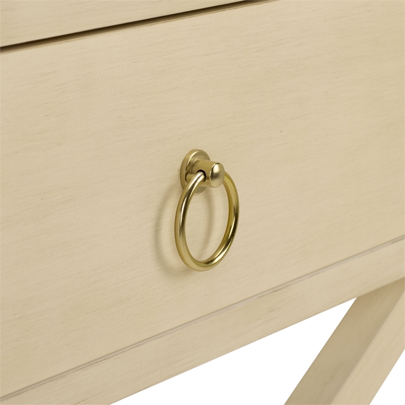Safavieh Large Sadie 1 Drawer Metal and Wood Nightstand  in White