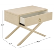 Safavieh Large Sadie 1 Drawer Metal and Wood Nightstand  in White