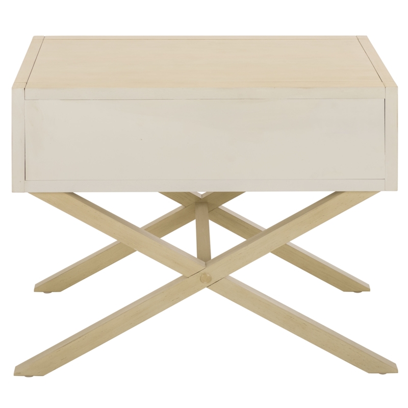Safavieh Large Sadie 1 Drawer Metal and Wood Nightstand  in White