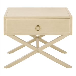 Safavieh Large Sadie 1 Drawer Metal and Wood Nightstand  in White