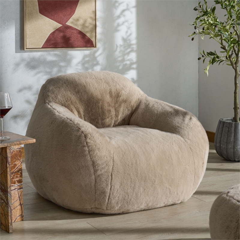 Safavieh Lorianna Fabric Bean Bag Chair  in Light Brown