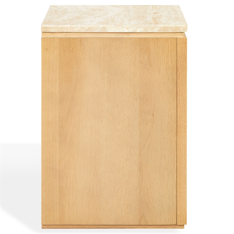Safavieh Alaura Travertine Top and Wood Nightstand  in Oak