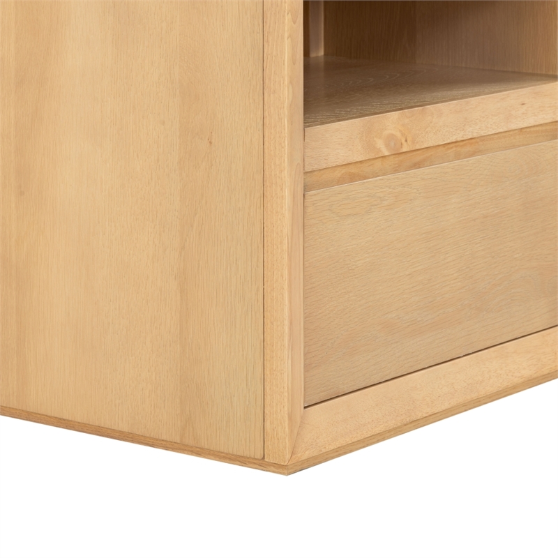 Safavieh Alaura Travertine Top and Wood Nightstand  in Oak