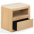 Safavieh Alaura Travertine Top and Wood Nightstand  in Oak