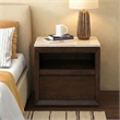 Safavieh Alaura Travertine Top and Wood Nightstand   in Walnut