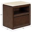 Safavieh Alaura Travertine Top and Wood Nightstand   in Walnut