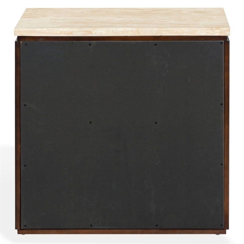 Safavieh Alaura Travertine Top and Wood Nightstand   in Walnut
