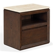 Safavieh Alaura Travertine Top and Wood Nightstand   in Walnut