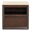 Safavieh Alaura Travertine Top and Wood Nightstand   in Walnut