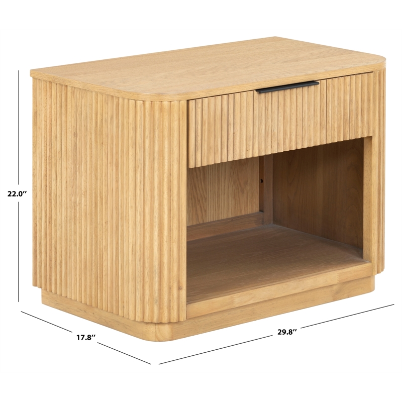 Safavieh Barrymore 1 Drawer Wood and Metal Nightstand  in Oak