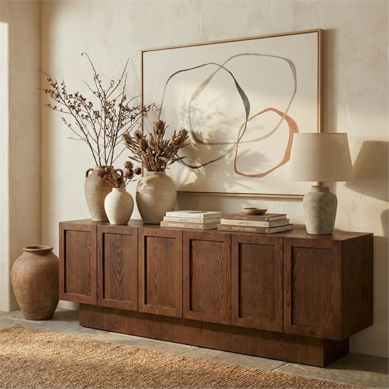 Safavieh Bethandria 6 Door Wood Sideboard  in Walnut