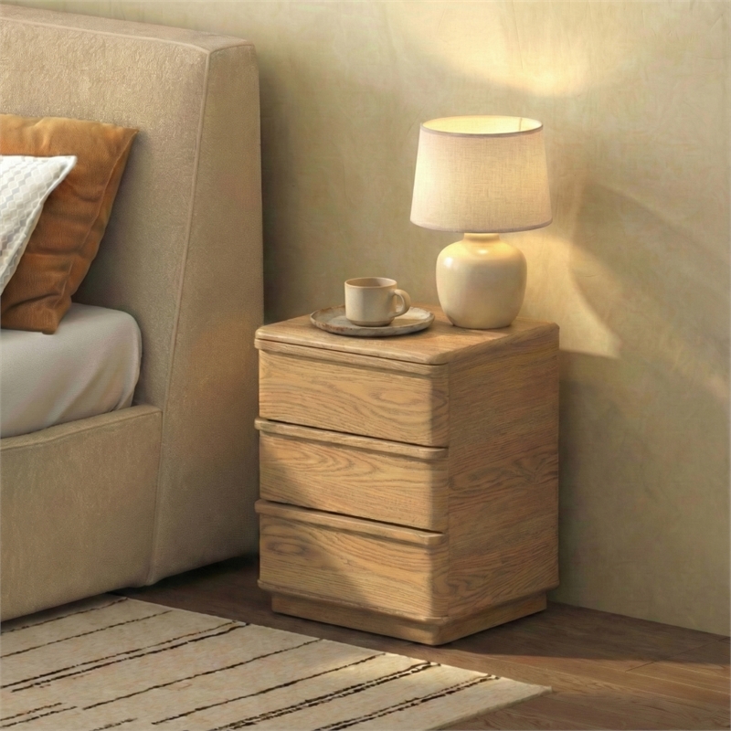 Safavieh Guillermo 3 Drawer Wood Nightstand  in Natural