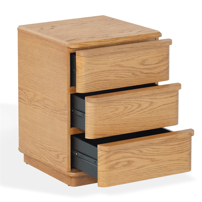 Safavieh Guillermo 3 Drawer Wood Nightstand  in Natural