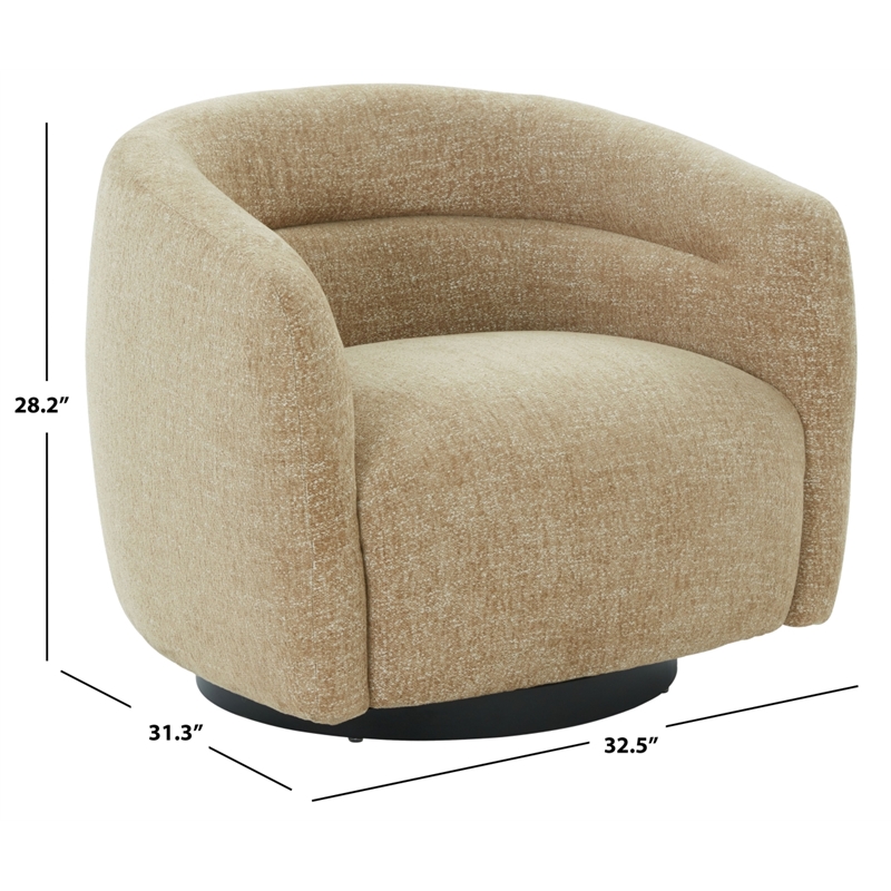 Safavieh Kellybryn Wood and Iron Swivel Chair  in Light Brown