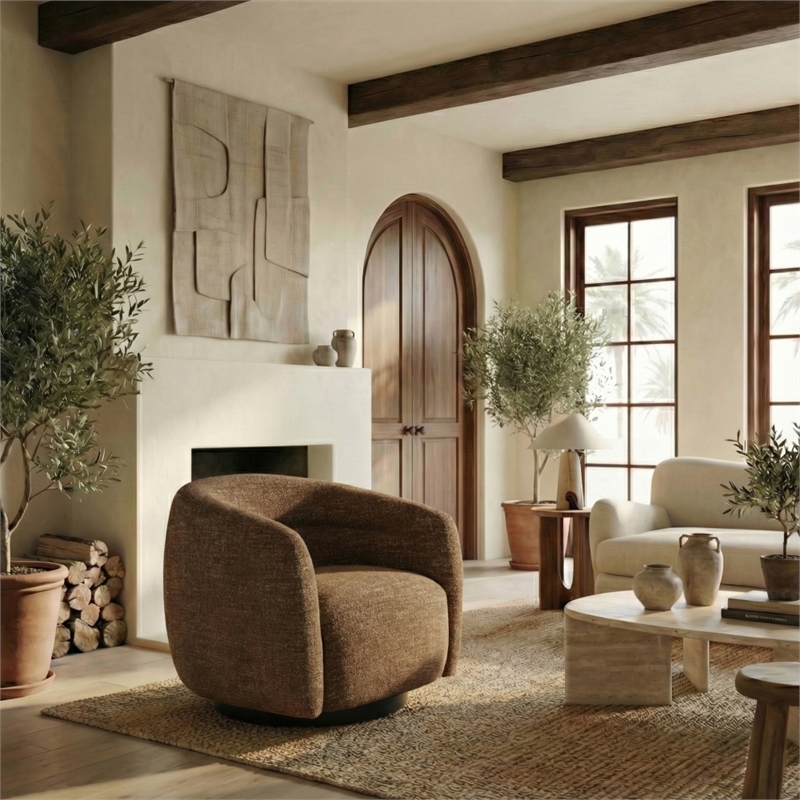 Safavieh Kellybryn Wood and Iron Swivel Chair in  Brown