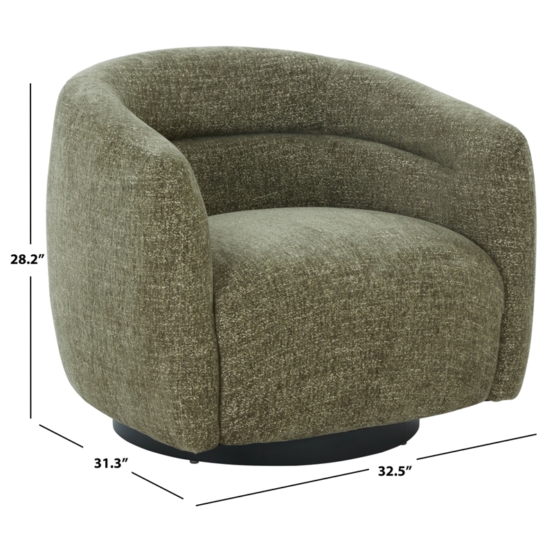 Safavieh Kellybryn Wood and Iron Swivel Chair in Olive