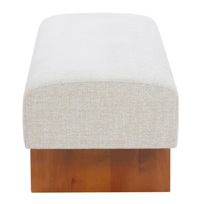 Safavieh Kandiss Linen and Wood Bench in Taupe / Brown