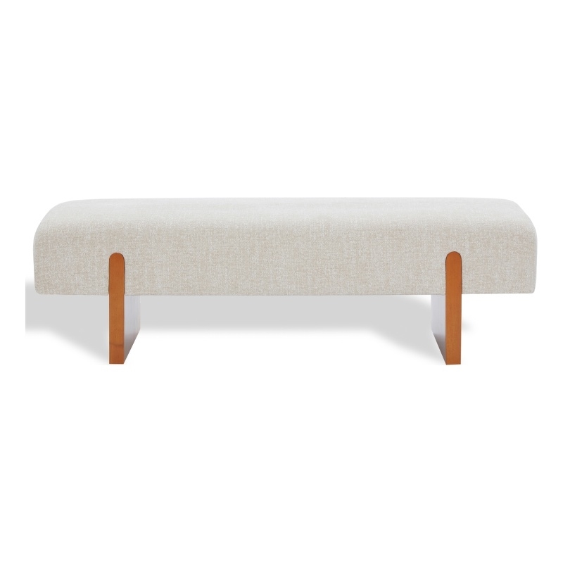 Safavieh Kandiss Linen and Wood Bench in Taupe / Brown