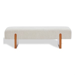Safavieh Kandiss Linen and Wood Bench in Taupe / Brown