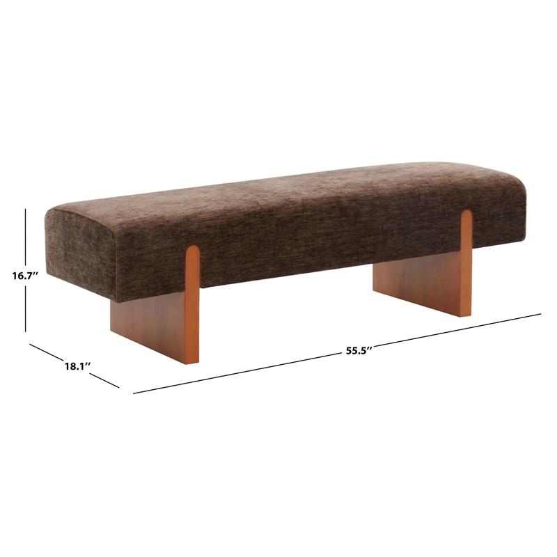 Safavieh Kandiss Linen and Wood Bench in Brown