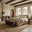 Safavieh Kandiss Linen and Wood Bench in Brown