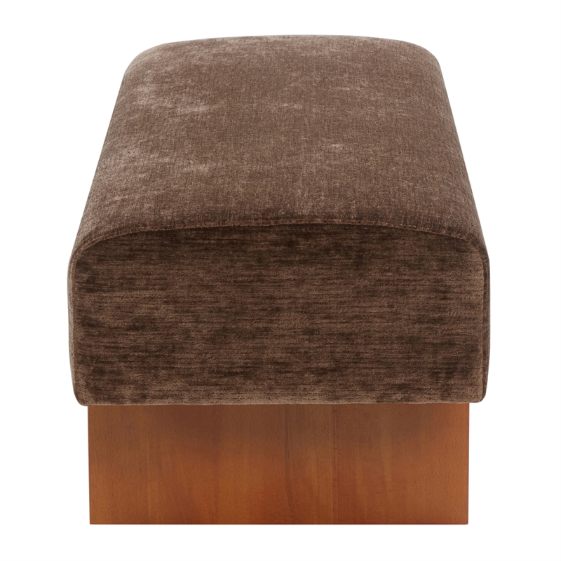 Safavieh Kandiss Linen and Wood Bench in Brown
