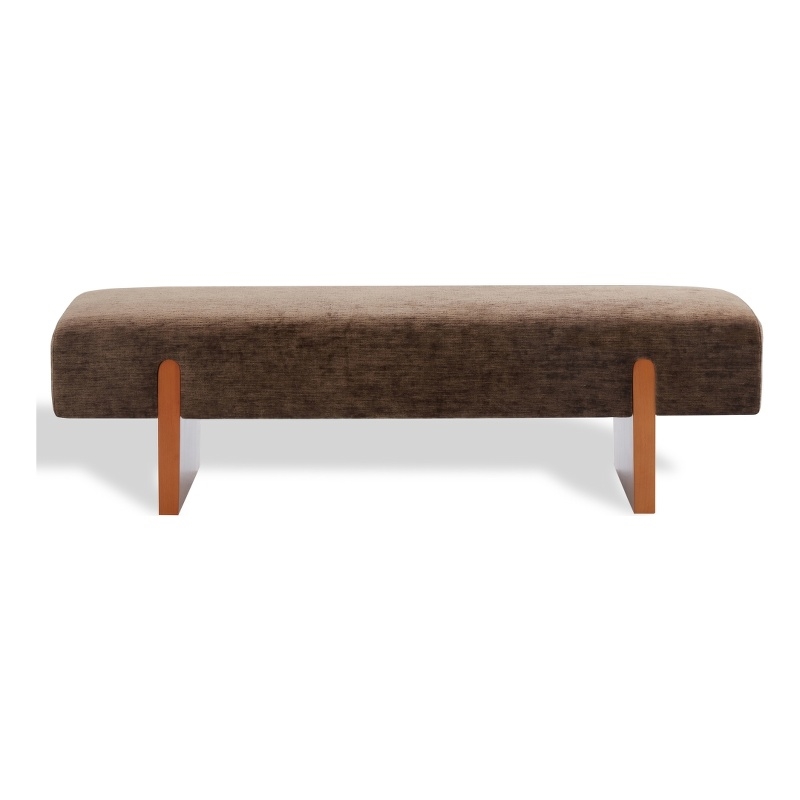 Safavieh Kandiss Linen and Wood Bench in Brown