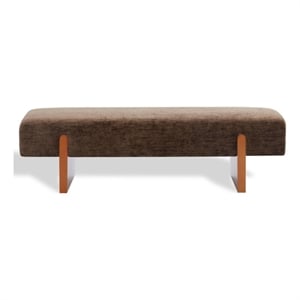 Safavieh Kandiss Linen and Wood Bench in Brown