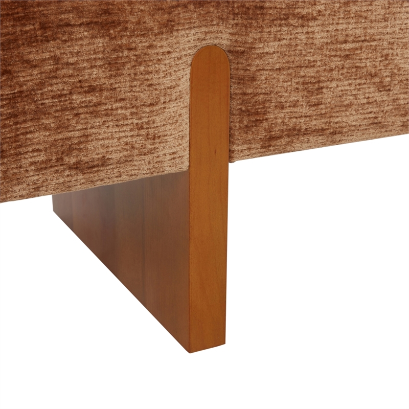 Safavieh Kandiss Linen and Wood Bench  in Amber / Brown