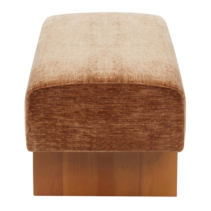 Safavieh Kandiss Linen and Wood Bench  in Amber / Brown