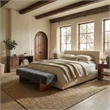 Safavieh Kandiss Linen and Wood Bench in Green / Brown