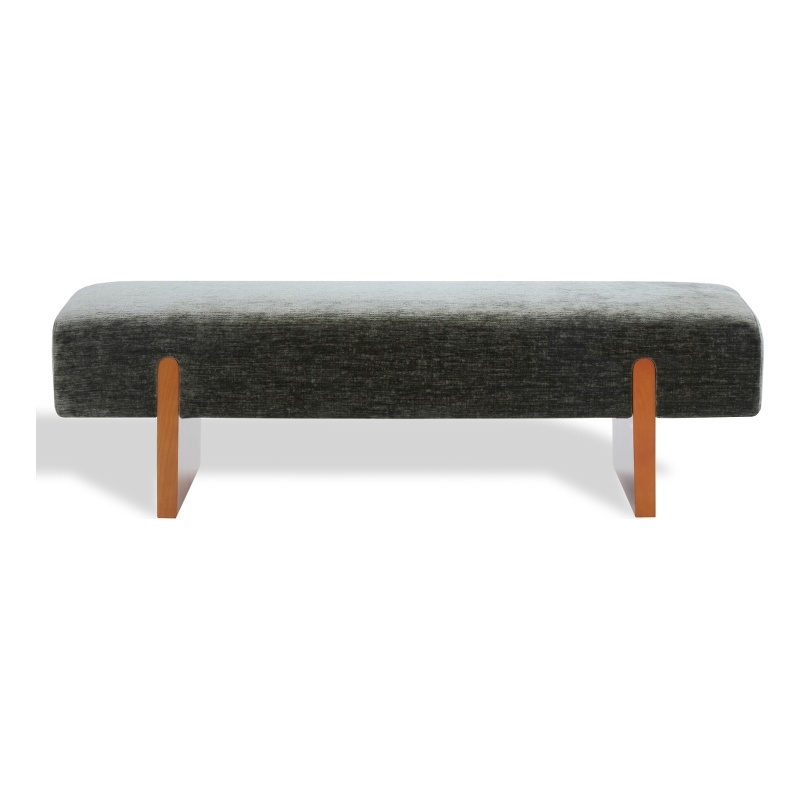 Safavieh Kandiss Linen and Wood Bench in Green / Brown