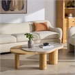 Safavieh Feliciabeth Marble and Wood Coffee Table in Natural / Light Brown
