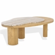 Safavieh Feliciabeth Marble and Wood Coffee Table in Natural / Light Brown