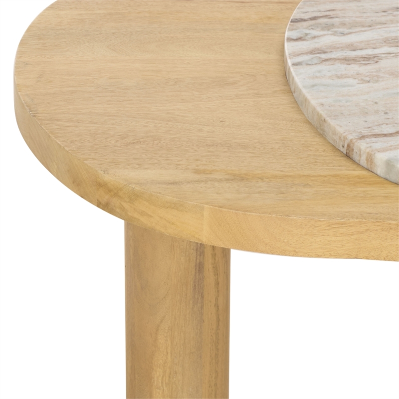 Safavieh Feliciabeth Marble and Wood Coffee Table in Natural / Light Brown