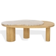 Safavieh Feliciabeth Marble and Wood Coffee Table in Natural / Light Brown